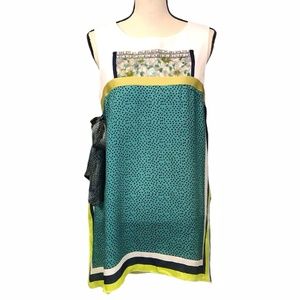 BLEU BLANC ROUGE BIB FRONT EMBROIDERED & BEADED SILK DRESS